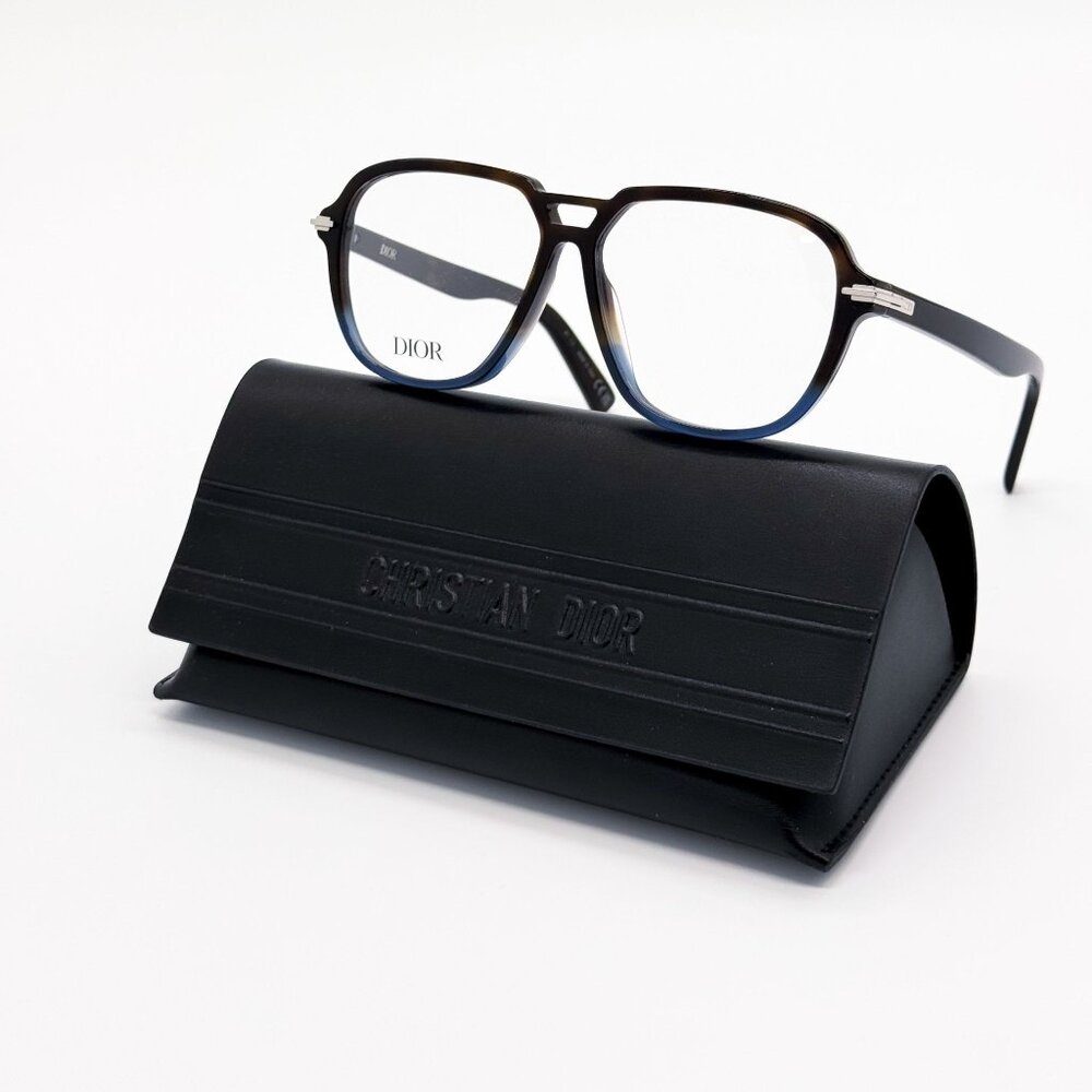 NEW DIOR EYEGLASSES DIORBLACKSUITO AI 2800 AVIATOR HAVANA BLUE MEN EYEWEAR